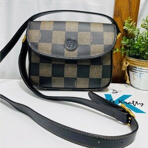 Fendi Black and Brown Checkered Crossbody Bag
